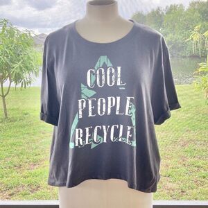 Recycle Threads Women's Short Sleeve Crop T-Shirt Gray NWOT size XL